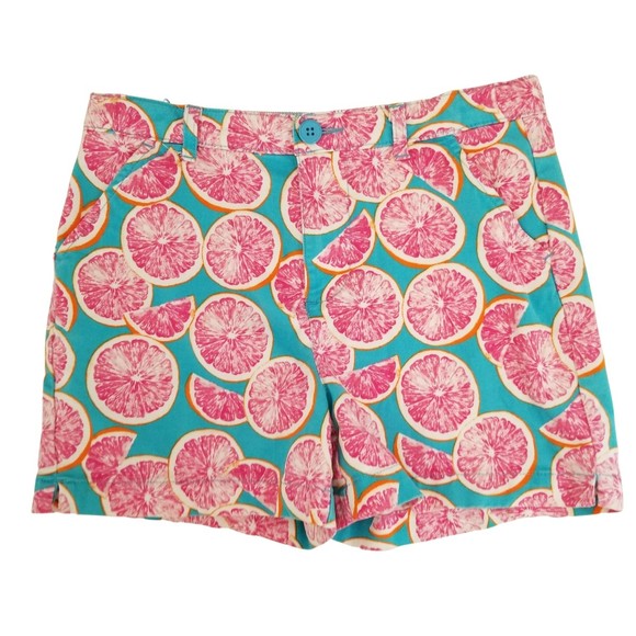 Crown & Ivy Shorts Girls 16 Pink White Print Adjustable Waist Pockets - Picture 1 of 11